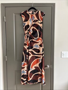 House of Harlow 1960 Sleeveless Maxi Dress in Rust, Black, Cream & Blue